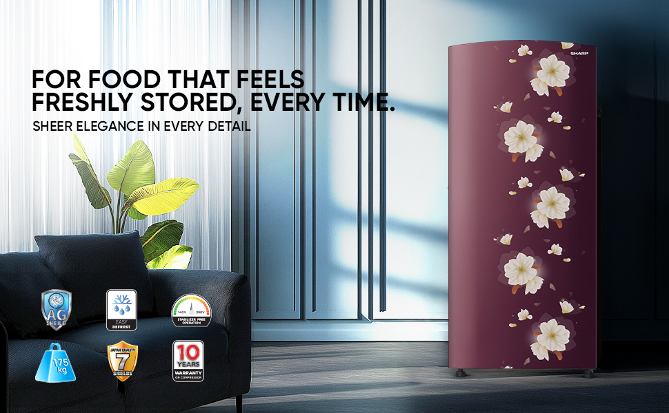 Sharp 197L Single Door Refrigerator (2-Star) | SJ-DF225N2-PRF